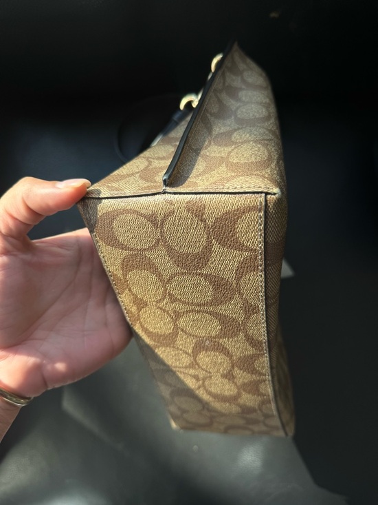 Coach Signature Canvas Tote in Brown with Black Handles. - Picture 12 of 13